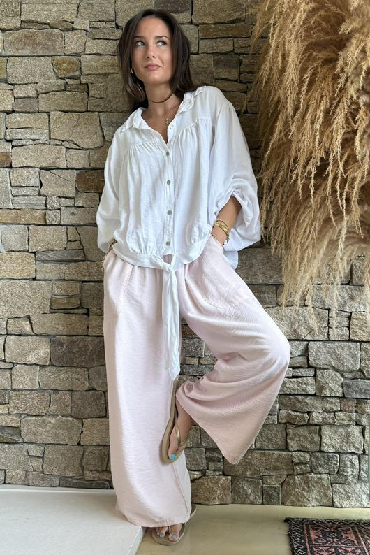 Basso Tie Smock Blouse White